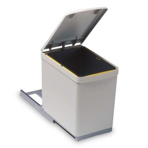 Λευκός συρόμενος κάδος απορριμάτων