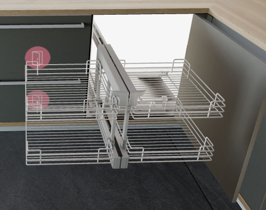 COMBACT INOXA Μηχανισμός κουζίνας ολικής εξαγωγής με συρμάτινα καλάθια