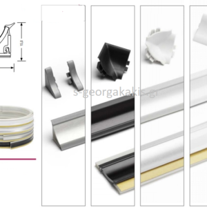 Αρμοκάλυπτρο πάγκου κουζίνας compact line μικρό σε χρώμα νίκελ η μαύρο